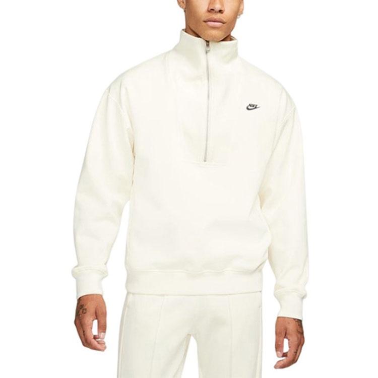 Men's Nike Casual Logo Printing Half Zipper High Collar Pullover Autumn White DQ4238-113