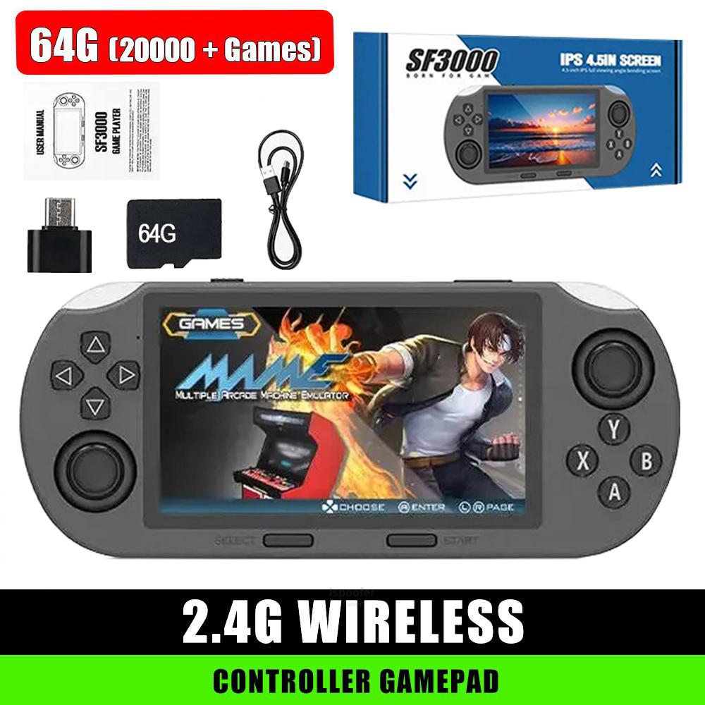 SF3000 Mini Portable Handheld Game Player 4.5 Inch IPS Screen Retro Video Game Console Built-in 20000+ Games for GBA/SFC Gift
