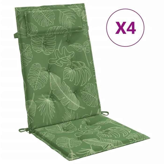VidaXL High Back Chair Cushions Set of 4 Leaf Pattern, Cushion, Chair Cushion, Seat Cushion 361932