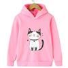 Kinder Kapuzenpullover Cartoon Katze Print Sweatshirt für Mädchen und Jungen, Herbstmode Lässiges Langarm-Sweatshirt