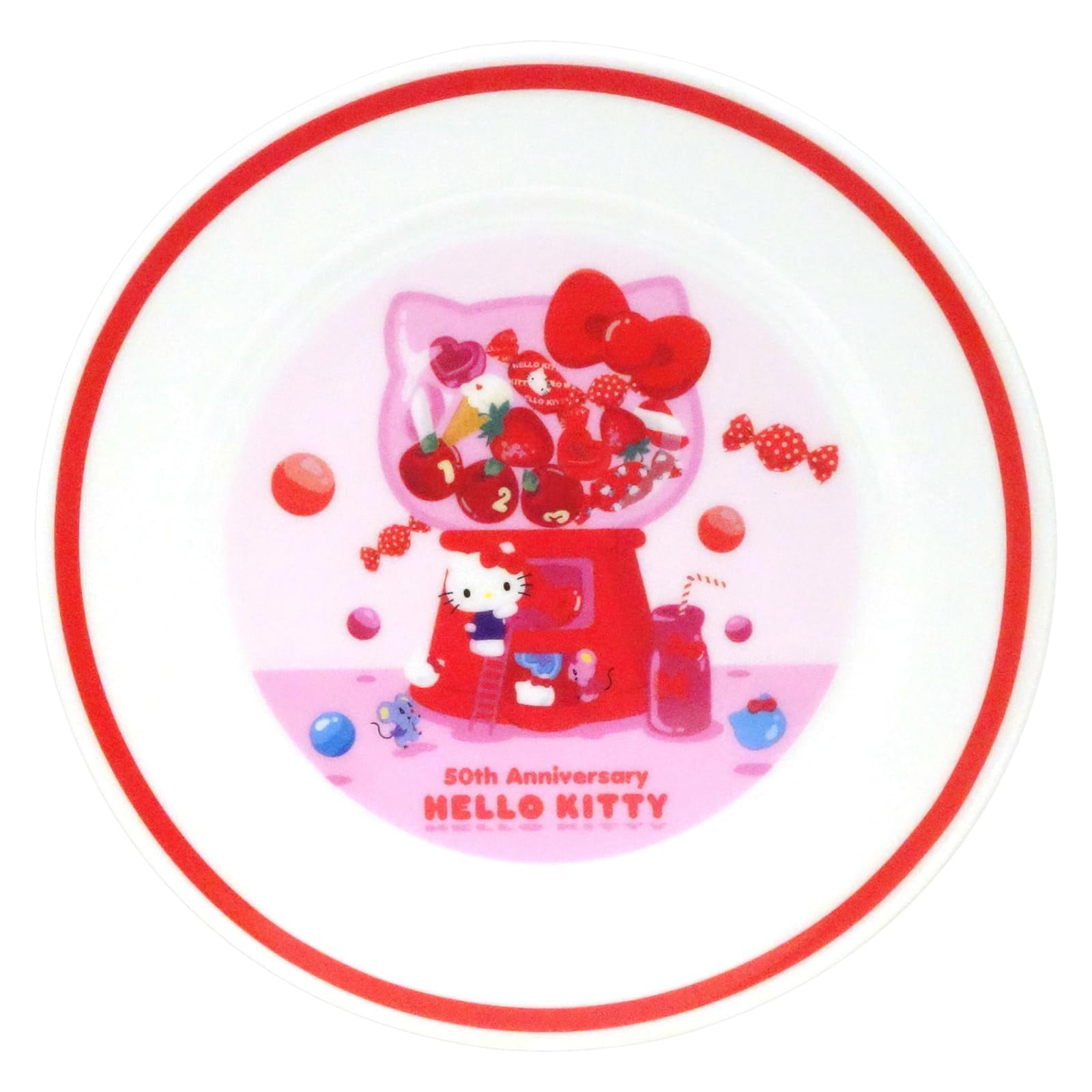 

Sanrio Hello Kitty 50th Anniversary Kitty Plate, 19.5cm, Microwave and Dishwasher Safe, Made in Japan, 310133