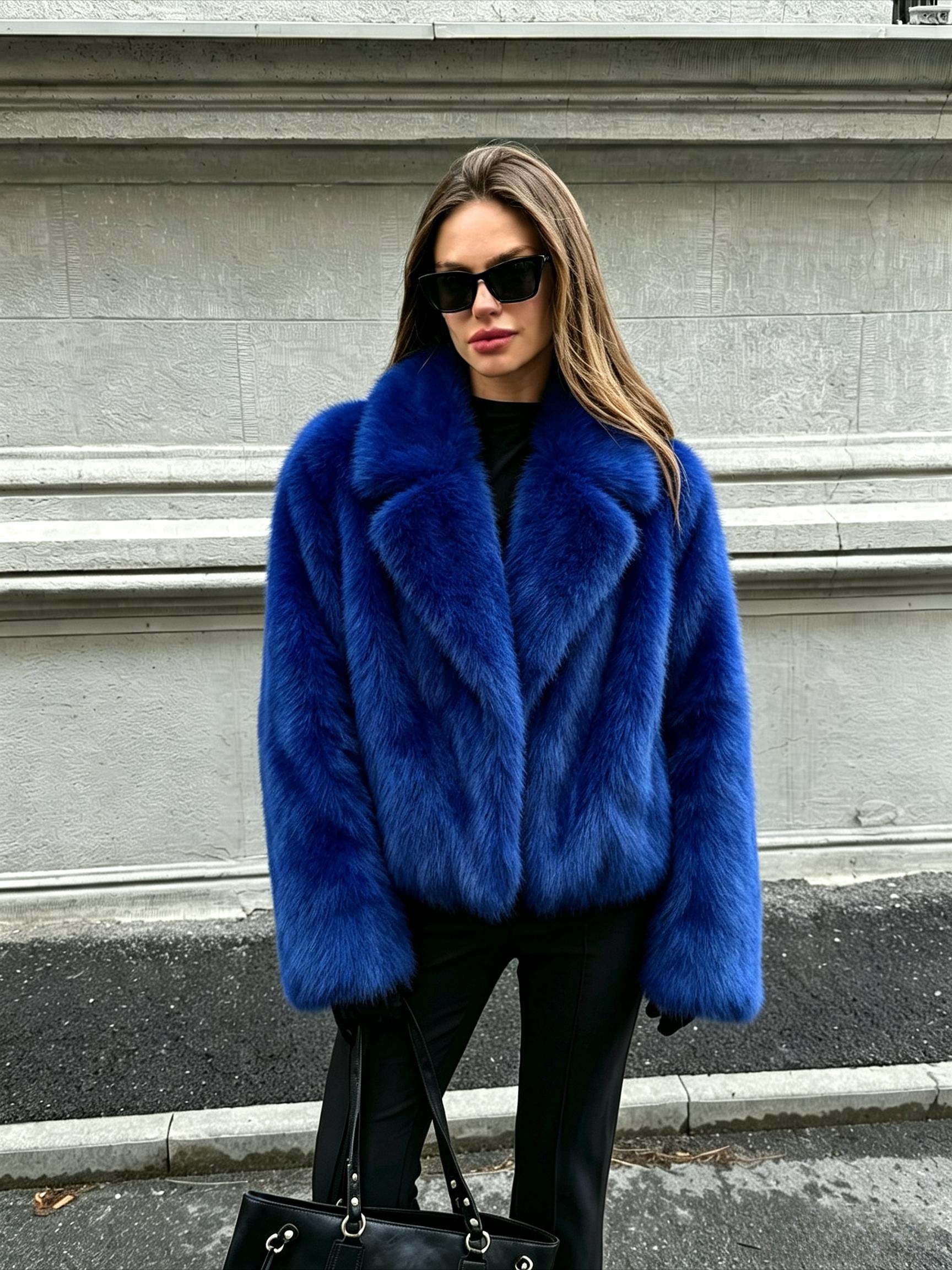Women`s Warm Faux Fur Outwear Black