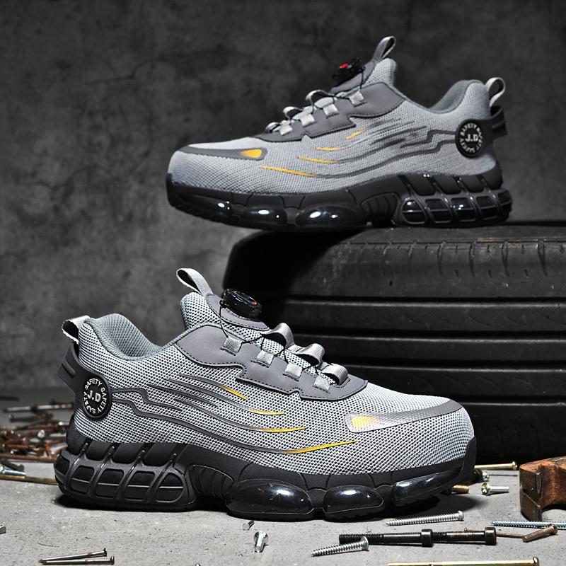 Herresikkerhetssko med ståltå, lettvekts arbeidssko med punkteringsbeskyttelse, pustende sklisikker konstruksjonssko