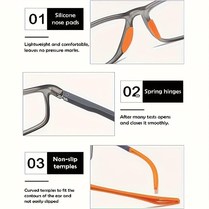 4pcs  Sports Style Reading Glasses for Men & Women - Retro Square Design Clear Lenses Anti-Blue Light Multiple Colors