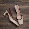 In the summer of 2024, the new French style bag head square head high-heeled women's shoes fashion thick heel one-word buckle belt sandals women