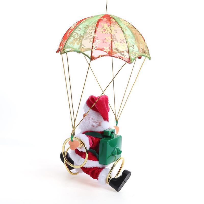 Electric Santa Claus Parachute Turn Circle Acrobatics Plush Toy Christmas Children Toy