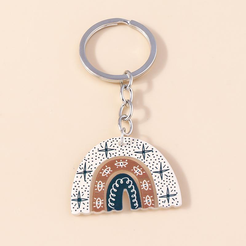 Colorful Rainbow Keychain Smile Cloud Key Rings Resin Key Chains for Women Girls Handbag Gift Jewelry Accessories