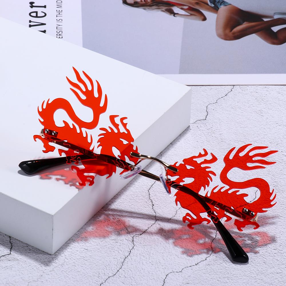 Phoenix Shape Rimless Sunglasses Sunglasses for Women Trendy Sun Glasses Tinted Frameless Eyewear