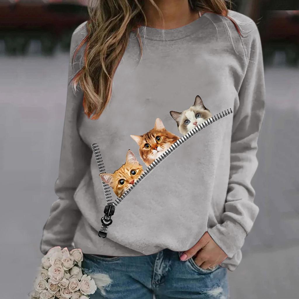 Women Casual Long Sleeve Printing Jacket Motion Fashion Sweater