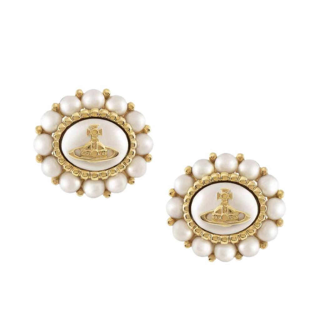 Kaiserinwitwe Sonnenblume Perle Saturn Ohrstecker - High-End Luxus Design