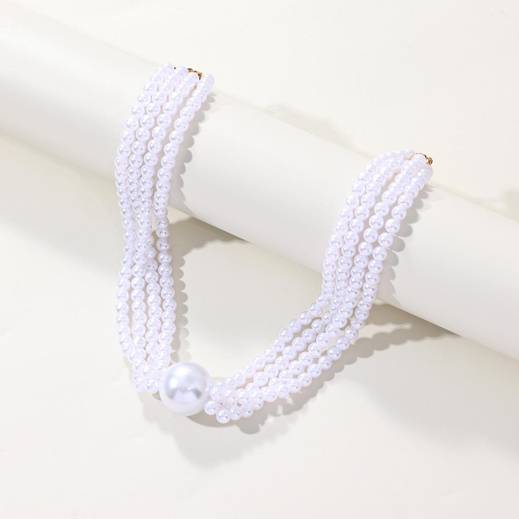 Exaggerated imitation pearl necklace, noble temperament, light luxury, multi-layer trend collarbone chain, advanced sense