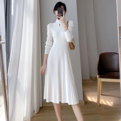 Women‘s Knitted Dress Elegant Long Sleeves Sweater Slim Fit Casual Female Korean Fashion Clothing Autumn Winter