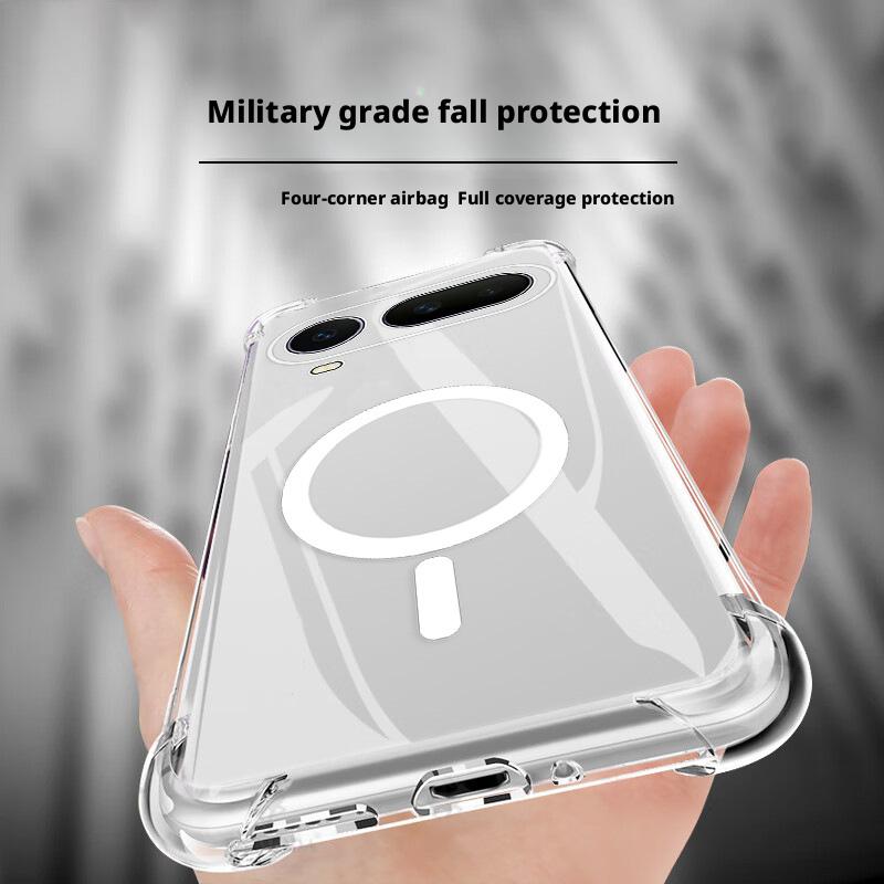 Clear Magnetic Four Corner Airbags Prevent Falls Case For Honor Magic 8 Pro Air Slim Crystal Shockproof Protective Cover
