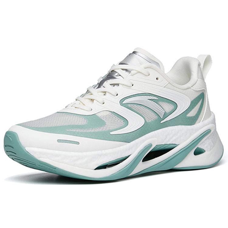 Anta Cushioning Slip Resistant Abrasion Resistant Low top Running Shoes Men's White Green 112225596-3