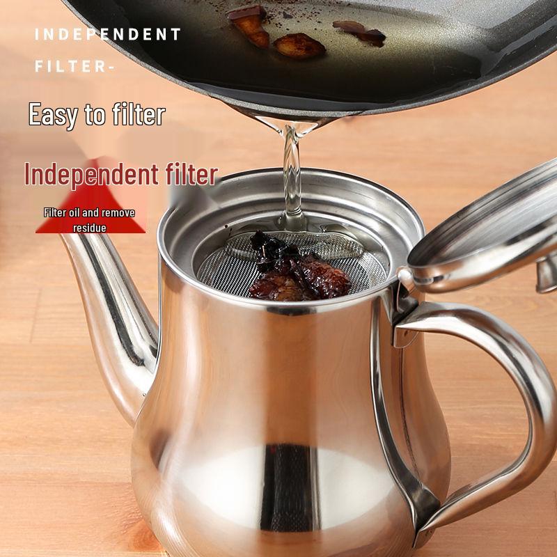Stainless Steel Leak-Proof Oil & Vinegar Pour Bottle - Small Kitchen Container with Ounce Control