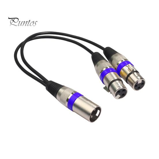 

30-сантиметровий аудіокабель зі збалансованою передачею з цинковим сплавом 2 в 1 XLR-роз єм із роз ємом XLR-жінка Подовжувач аудіо для звукової консолі синій