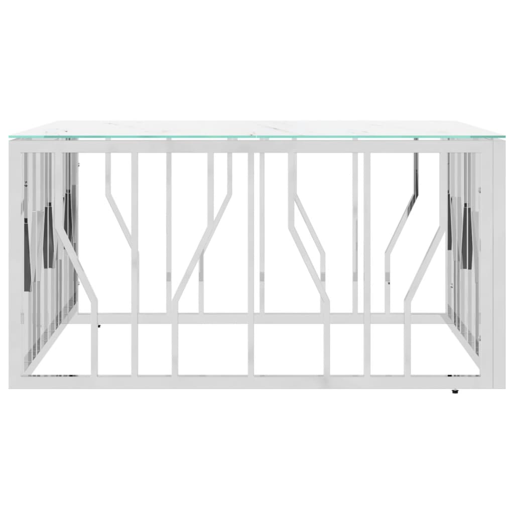 Coffee Table, Silver, 80x80x40 Cm, Stainless Steel and Glass
