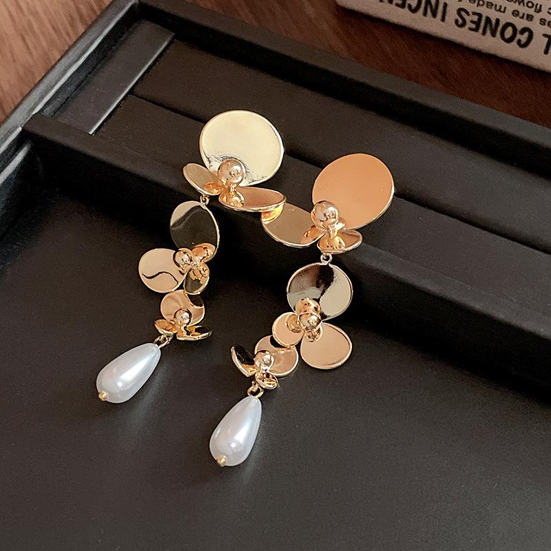 Boucles d'oreilles vintage Argent Aiguille Cœur & Fleur Pendentif Pompon