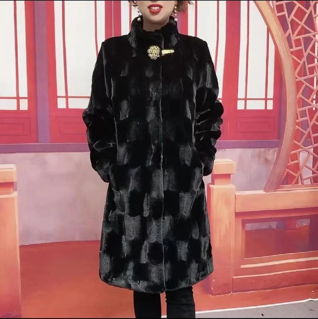 Haining Lang Nerzmantel für Damen - High-End Winterstil