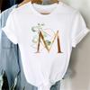 Custom Name Letter Combination Women T Shirt Floral Gold Letter Font A B C D Print Short Sleeve Tee Tops Female T-shirt Clothes