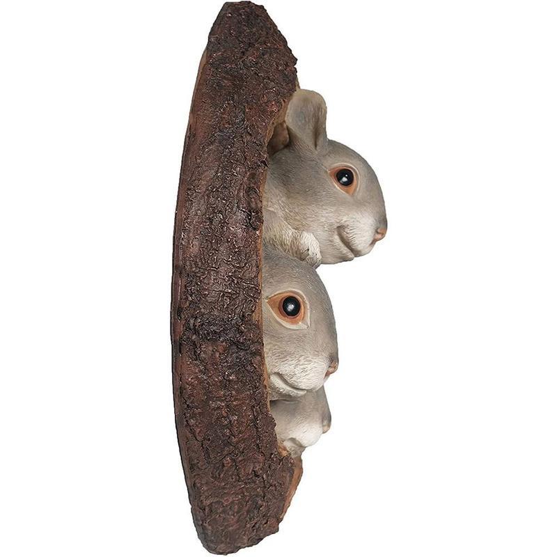 Garden Squirrel Tree Hugger Outdoor Tree Hole Statues Tree Face Decoration