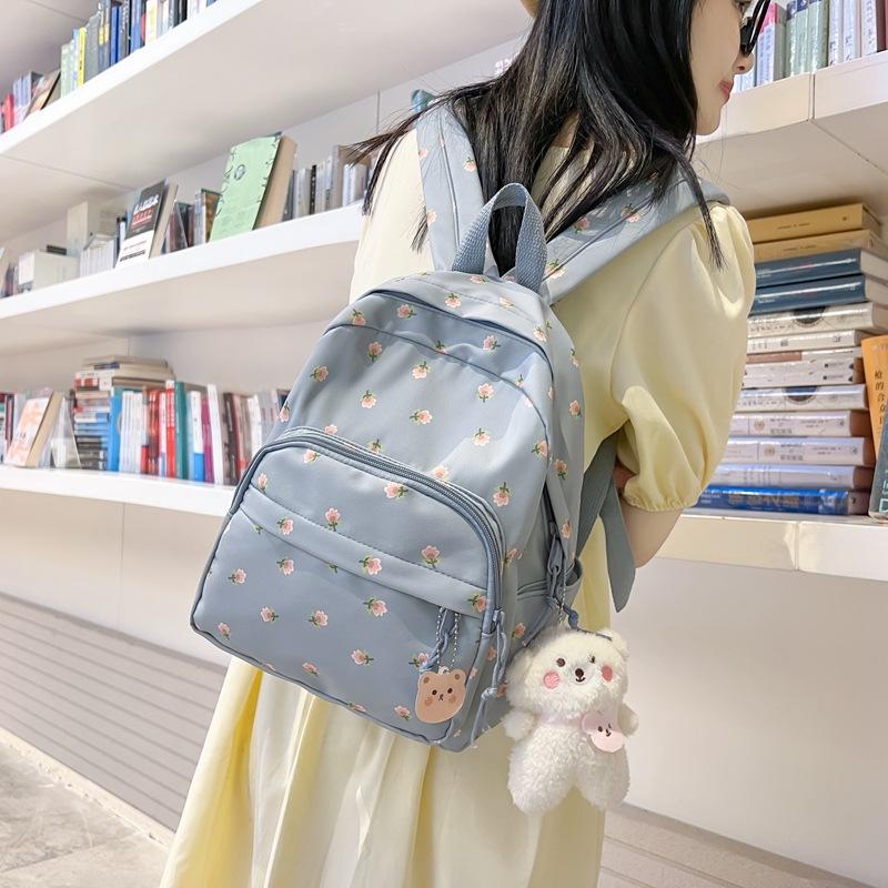 Women ins small floral backpack girls junior high school college students school bag