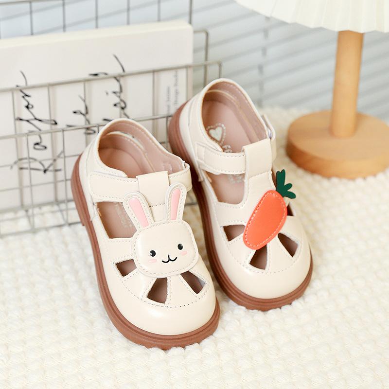 Kids Beige Bunny & Carrot Decor Closed-Toe Sandals 20