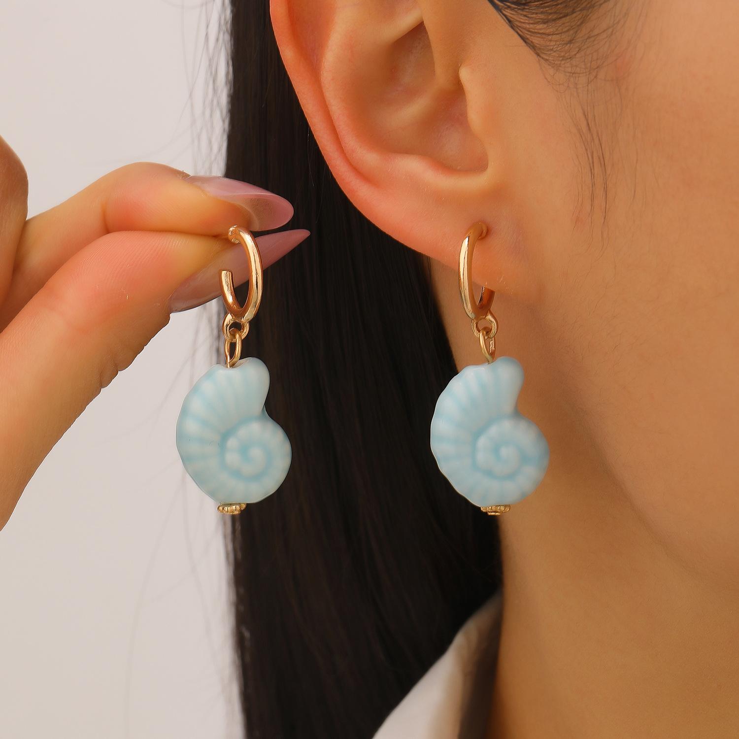 

Creative Ceramic Conch Earrings Ocean Style Minimalist Unique Elegant Women Jewelry 2