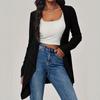 Amazon autumn and winter cross-border new European and American fashion women's solid color ribbed knitted cardigan cardigan long-sleeved sweater