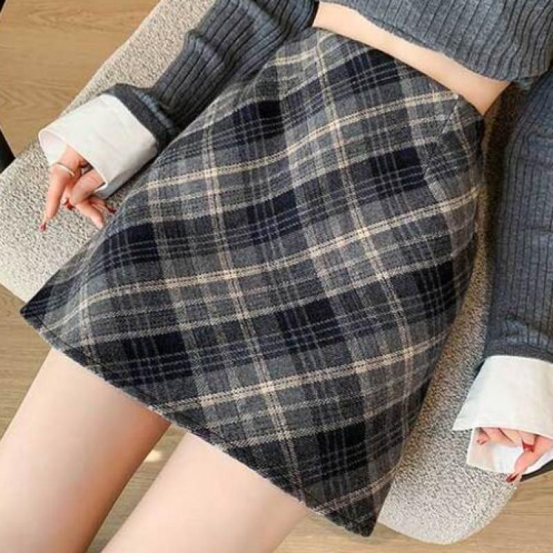 Shop   Women S Check Color Block Wool DAte A Line Mini Skirt Won wSk Wfl9c5j