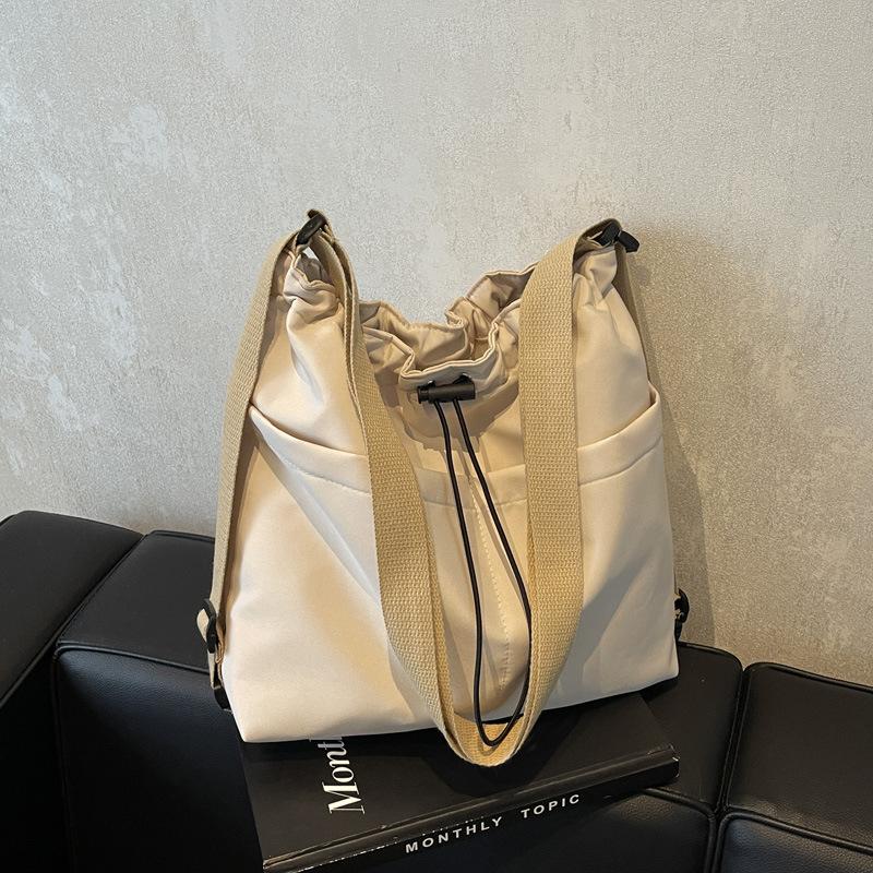 Solid Color Large-capacity High-value Leisure Bag 2025 Autumn New Shoulder Bag, College Student Class Tote Bag