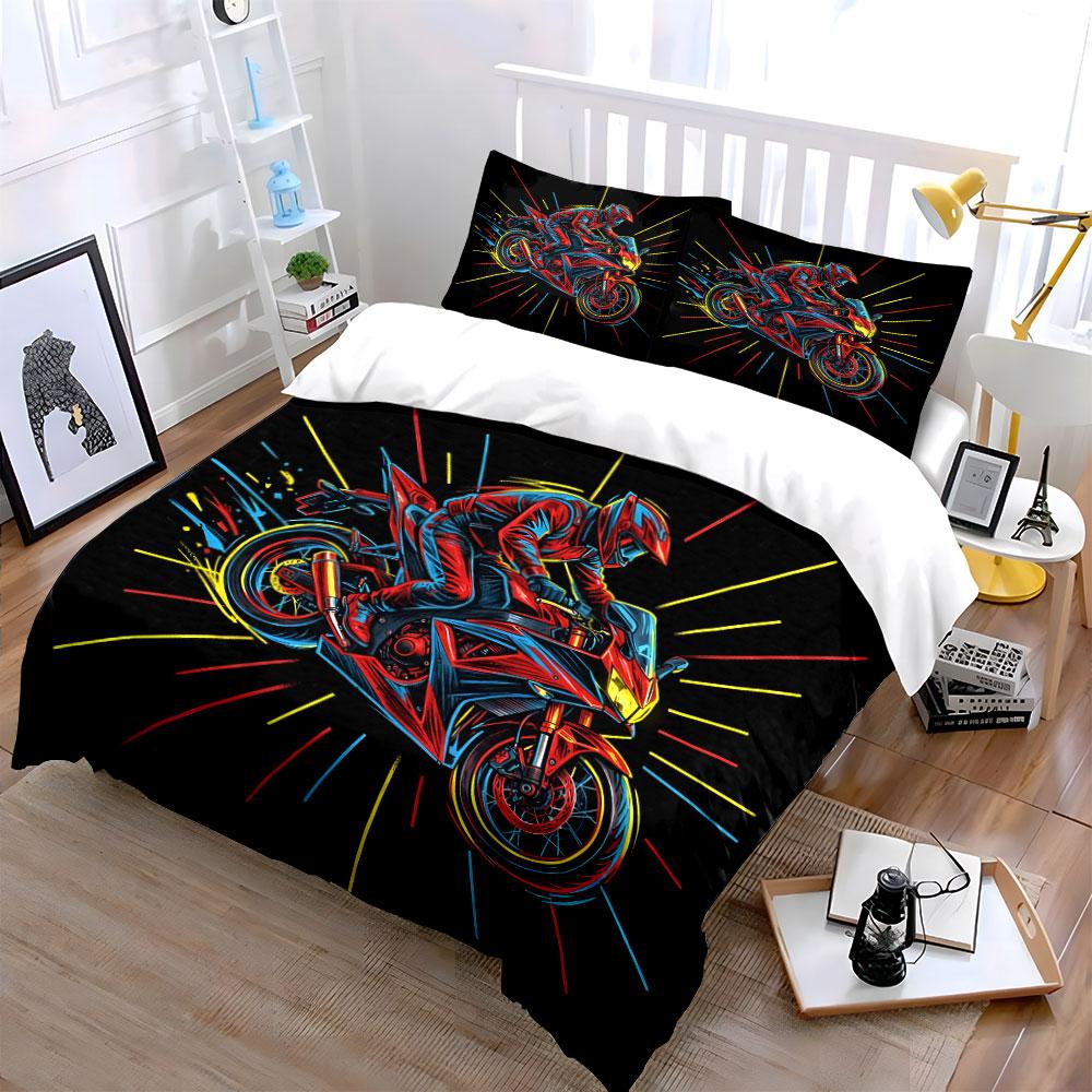 Dynamic Rider With Vibrant Streaks Duvet Cover Set With 3D Printing Design Soft Polyester Bedding Set All-Season Comfort