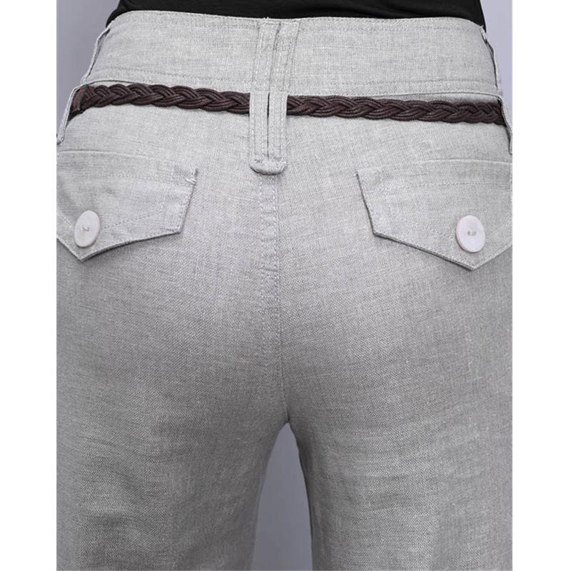 Harajuku Office Summer High Waist Women's Wide Leg Capris Suit Pants for Women Cotton Linen Baggy Straight Pants Woman Trousers