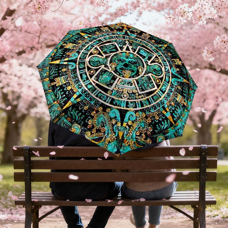 Mayan Calendar Inspired Umbrella: A Unique Blend of Ancient Art and Modern Functionality - Perfect for Outdoor Adventures, Travel Essentials 167