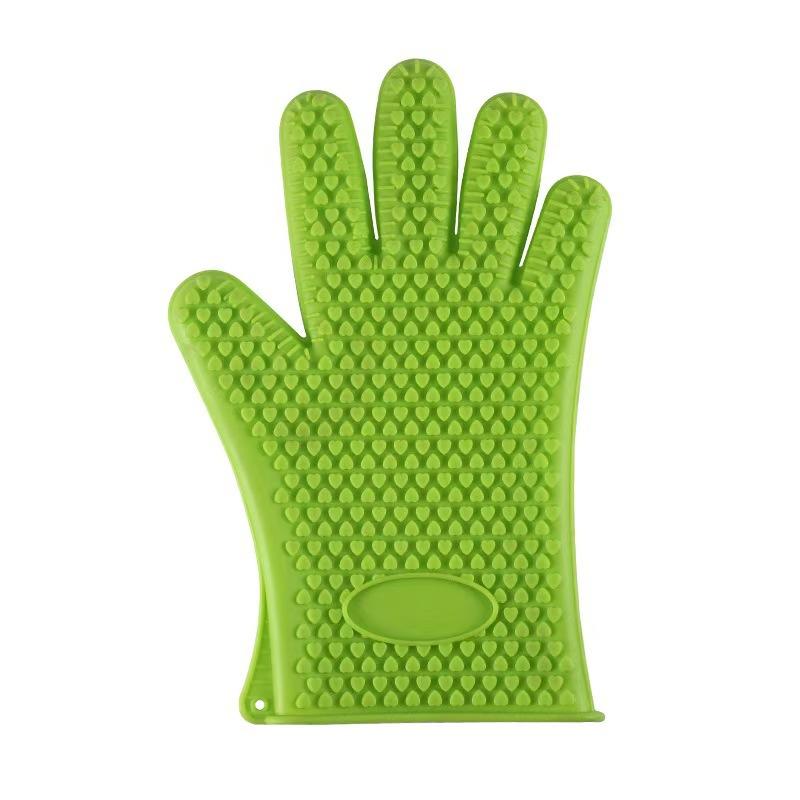 Silicone Oven Mitts, Heat Resistant Five Finger Gloves, Non Slip Kitchen Baking Microwave High Temperature Protective Gloves