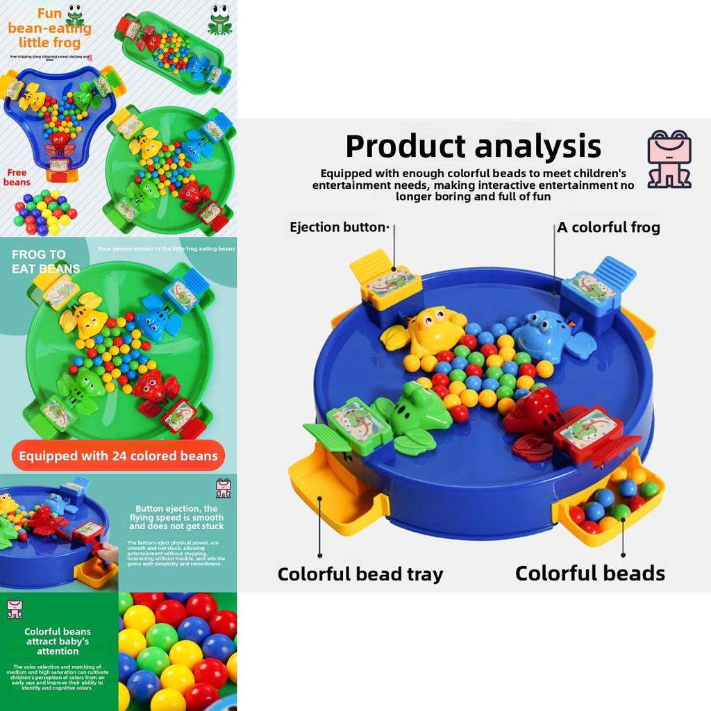 Frog Eating Beans Family Interactive Desk Game With Plastic Material For Kids And Teens