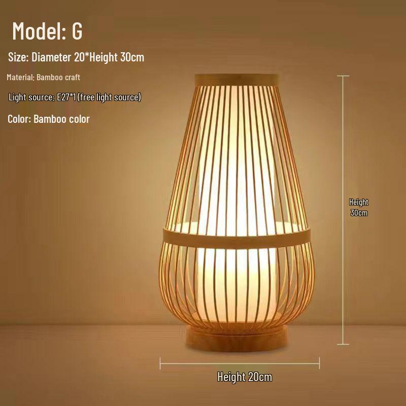 Chinese Zen Bamboo Weaving Table Lamp for Tea Room and Living Spaces