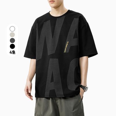 Men's Letter Personalized Printed Short Sleeved T-shirt for Men's Summer New Loose and Quick Drying Half Sleeved T-shirt