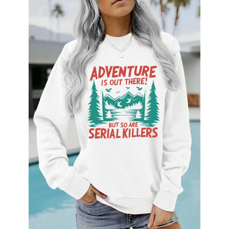 Adventure Print Women's Hoodie - New Autumn Style, Versatile, Round Neck
