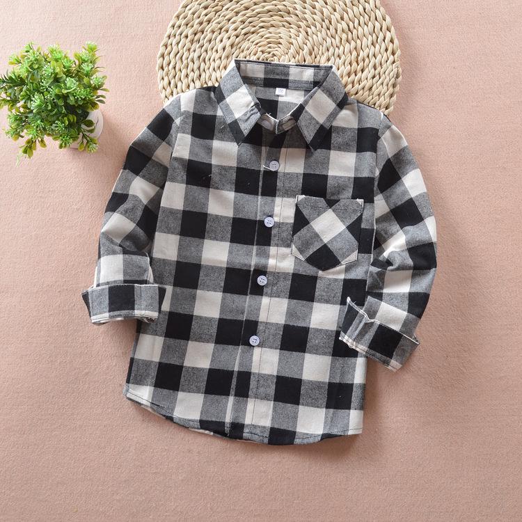 Spring 2025 Boys' Long Sleeve Plaid Korean Style Casual Shirt for Inner and Outer Wear