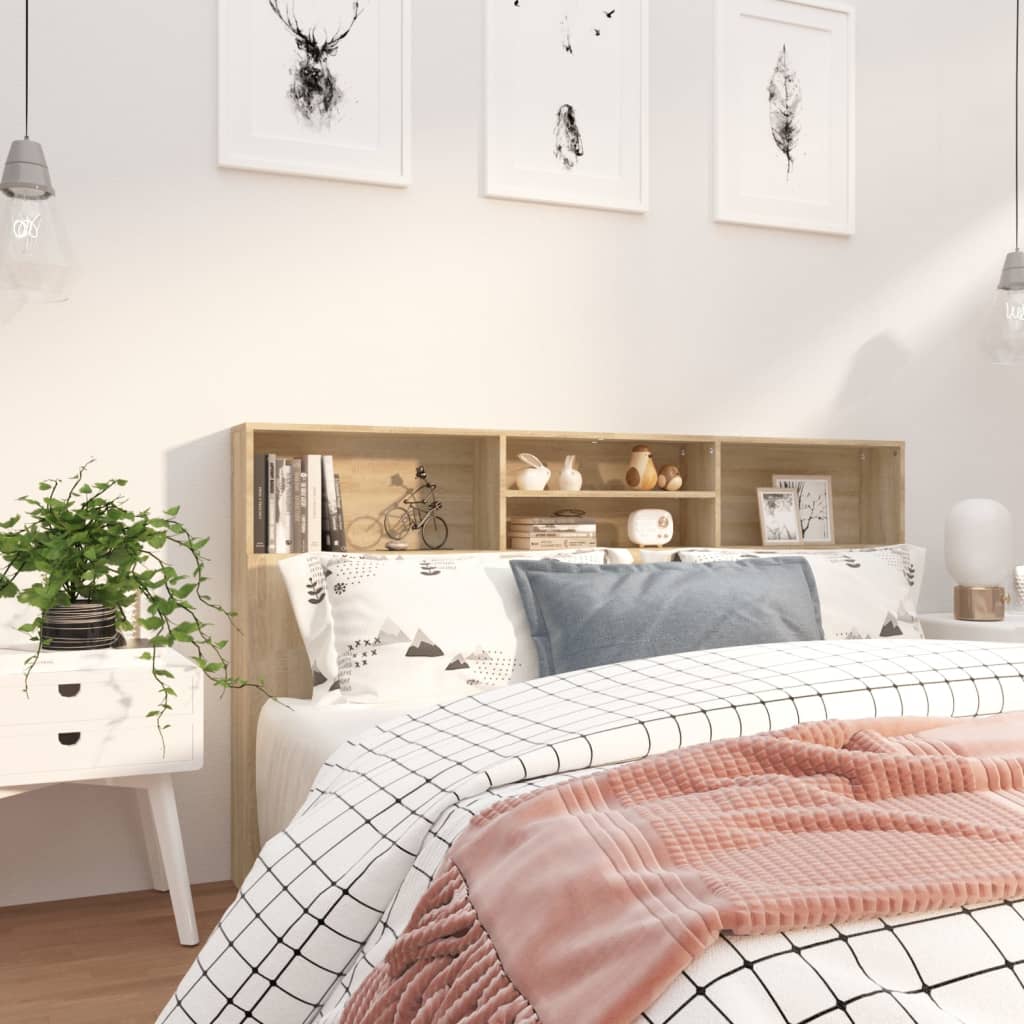 VidaXL Bett-Kopfteil mit Ablagen Sonoma-Eiche 180x19x103,5 cm