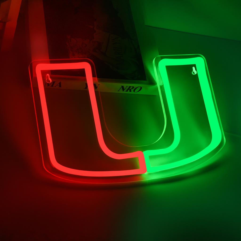Semne Neon Miami Colegiu Semn Neon LED Miami Logo Echipă Universitară de Fotbal Semn Neon pentru Decor Cameră Cadouri pentru Absolvenți