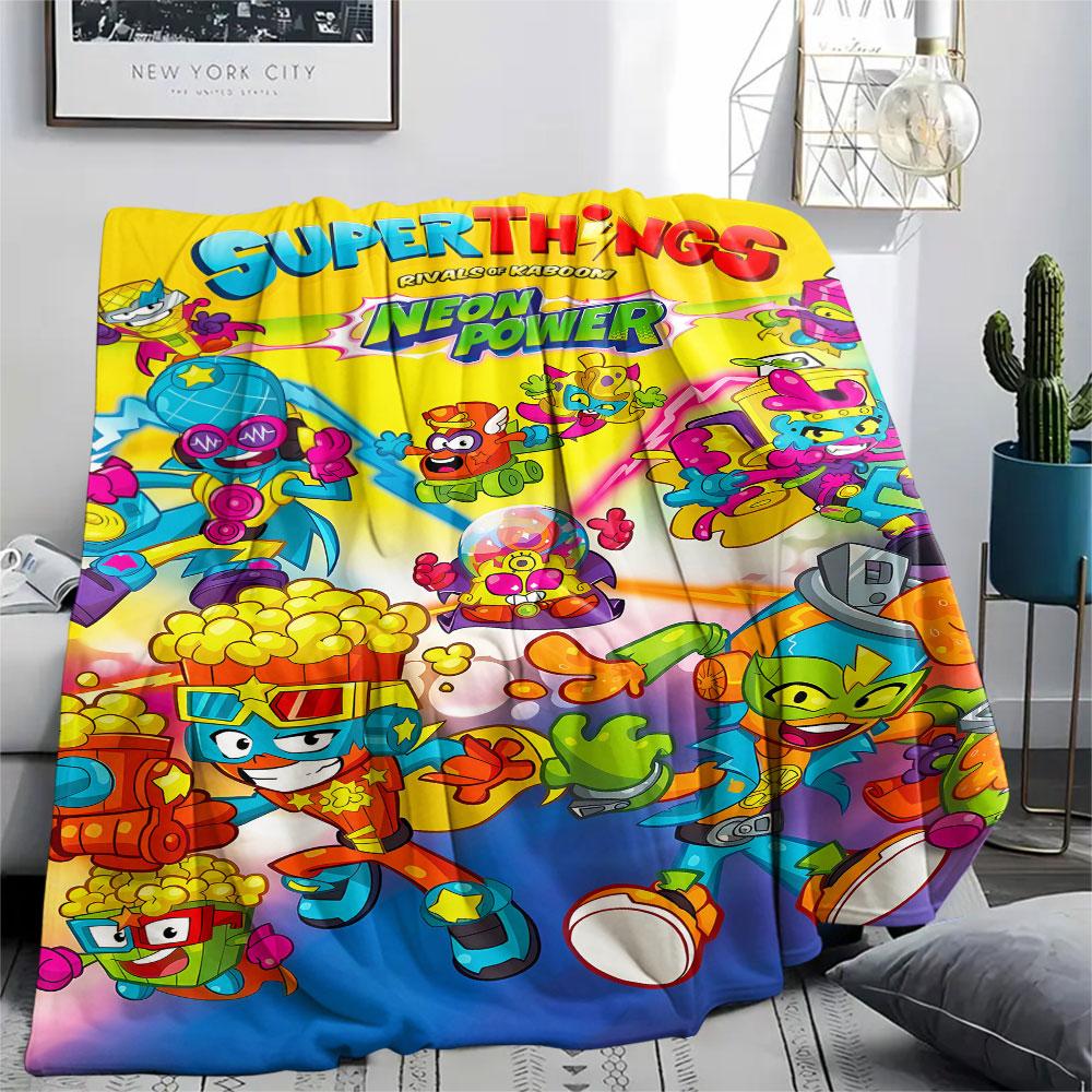 1PC Superthings Patterned Flannel Blanket Suitable For All Seasons for Home Decor Warmth and Comfort Gifts Holiday Present