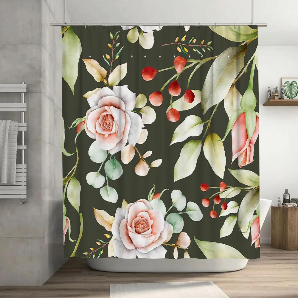 Modern Floral Shower Curtain Elegant Bathroom Decor for Your Home