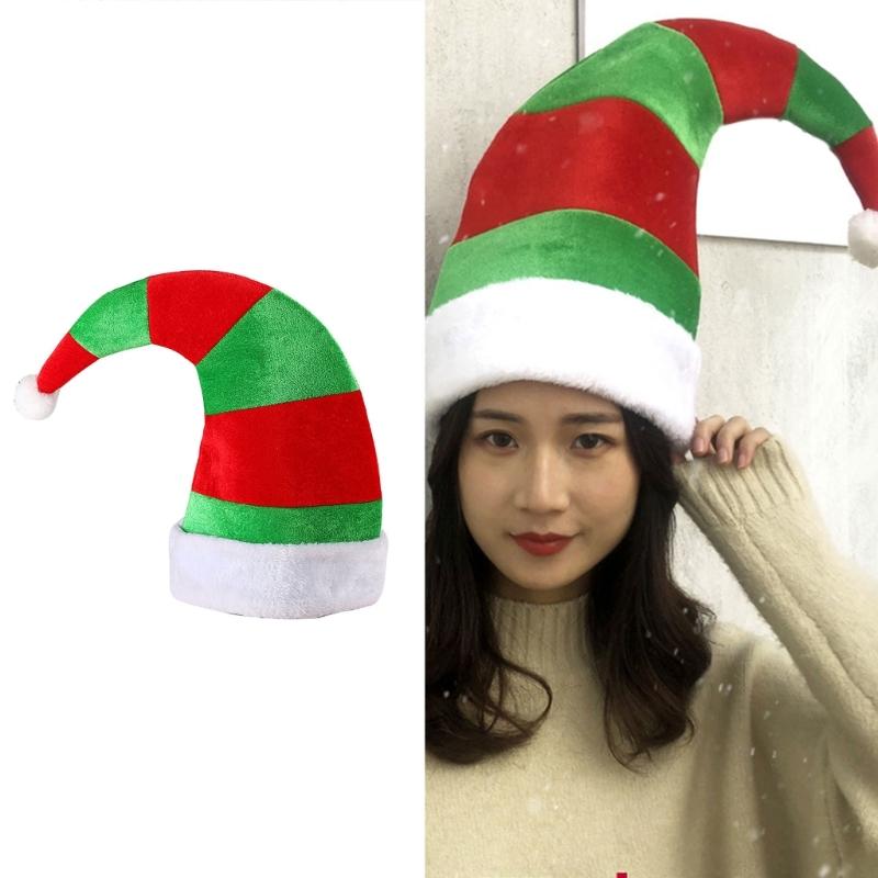 Festival Curved Santa Hats Classical Red Green Color Father Christmas Hats For Adult Kids Christmas Event Gathering Hat