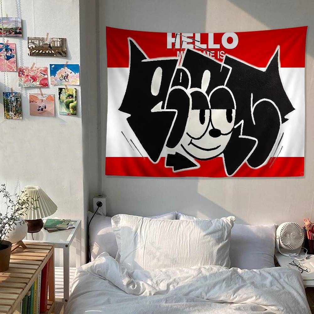 FFelix TThe CCat Cartoon Tapestry Art Science Fiction Room Home Decor Wall Hanging Sheets