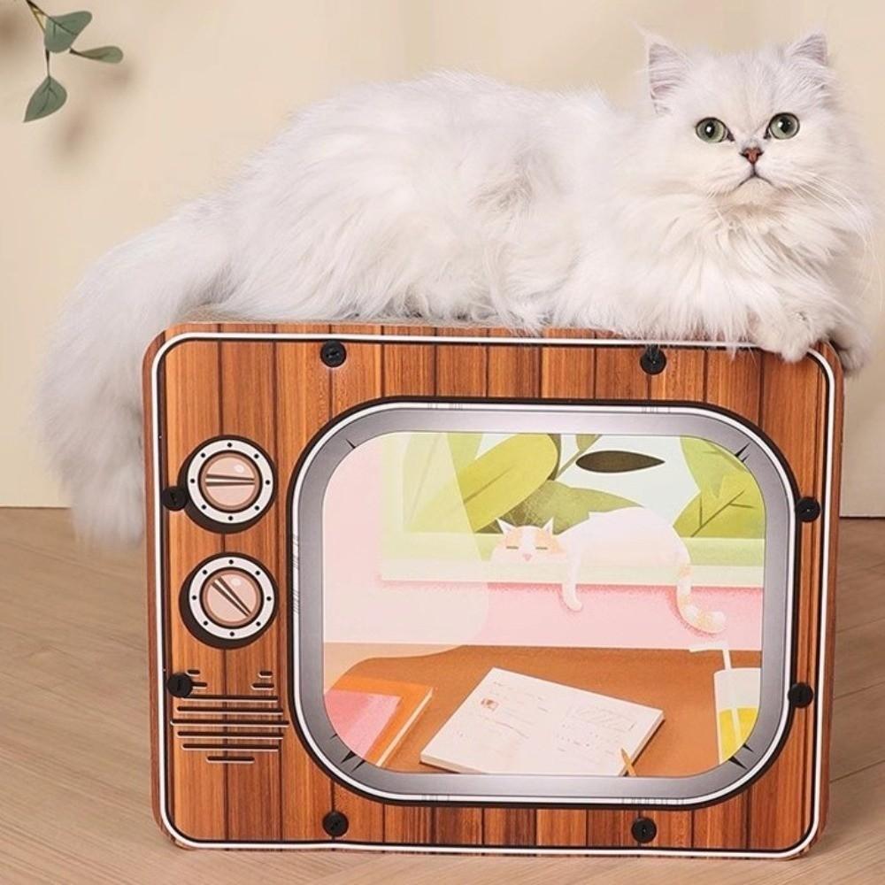 Domek drapak dla kota w kształcie telewizora, antypoślizgowa wieża wspinaczkowa dla kota, interaktywny plac zabaw, zabawa dla kotów