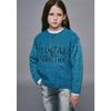 Crew Neck Sweater Letter Embroidery Green Azh4sw02gn