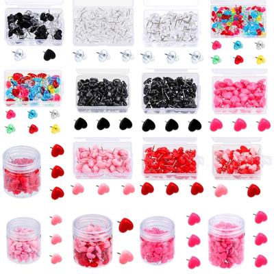 50/100/150Pcs Alfinetes de pressão de coração com estojo Alfinetes decorativos para desenho Alfinetes de mapa Alfinetes de quadro de avisos de cortiça para escritório