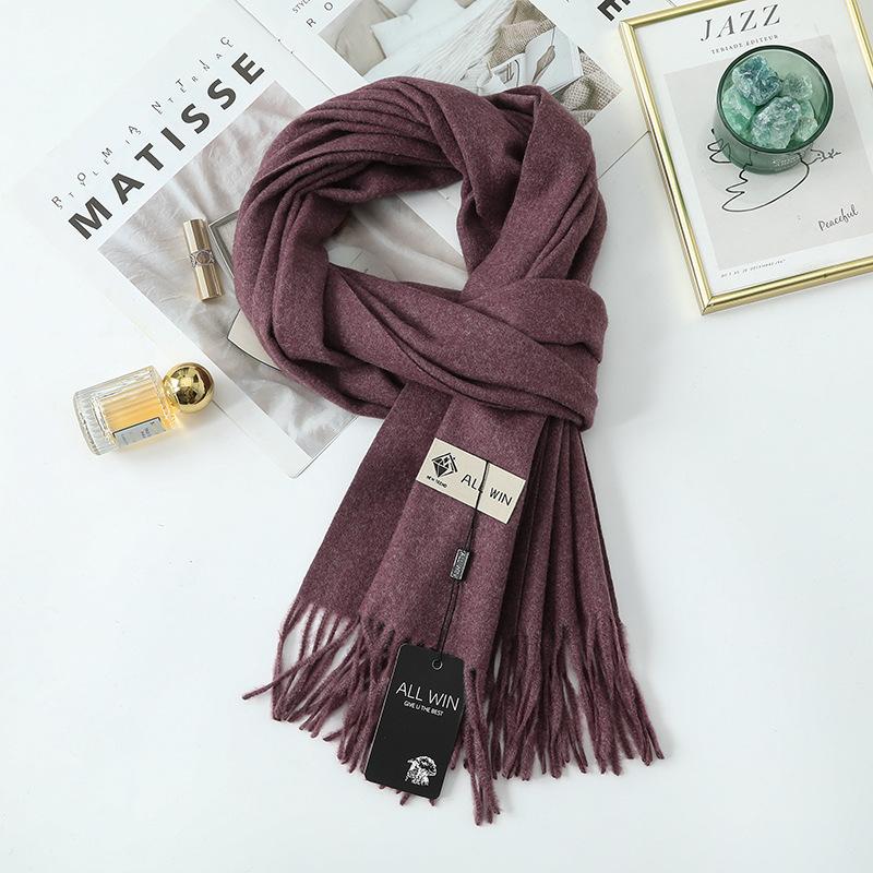 Women'S Thick Warm Solid Color Scarf Autumn And Winter New Style Cashmere Scarf Versatile Wool Scarf
